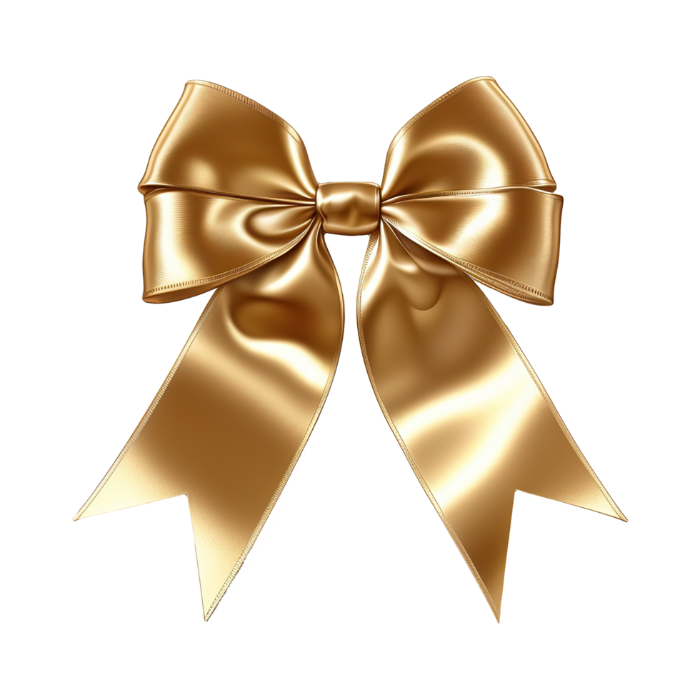 AI generated Golden bow isolated on transparent background png