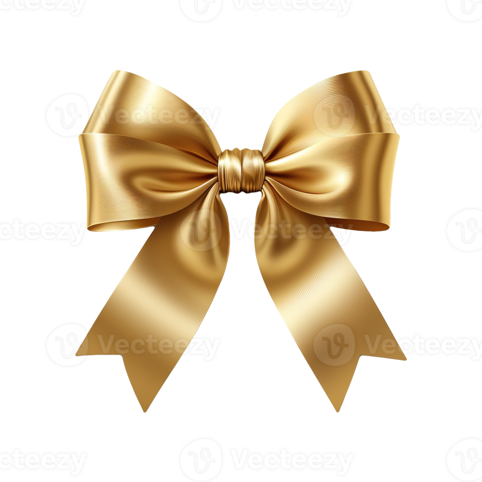 AI generated Golden bow isolated on transparent background png