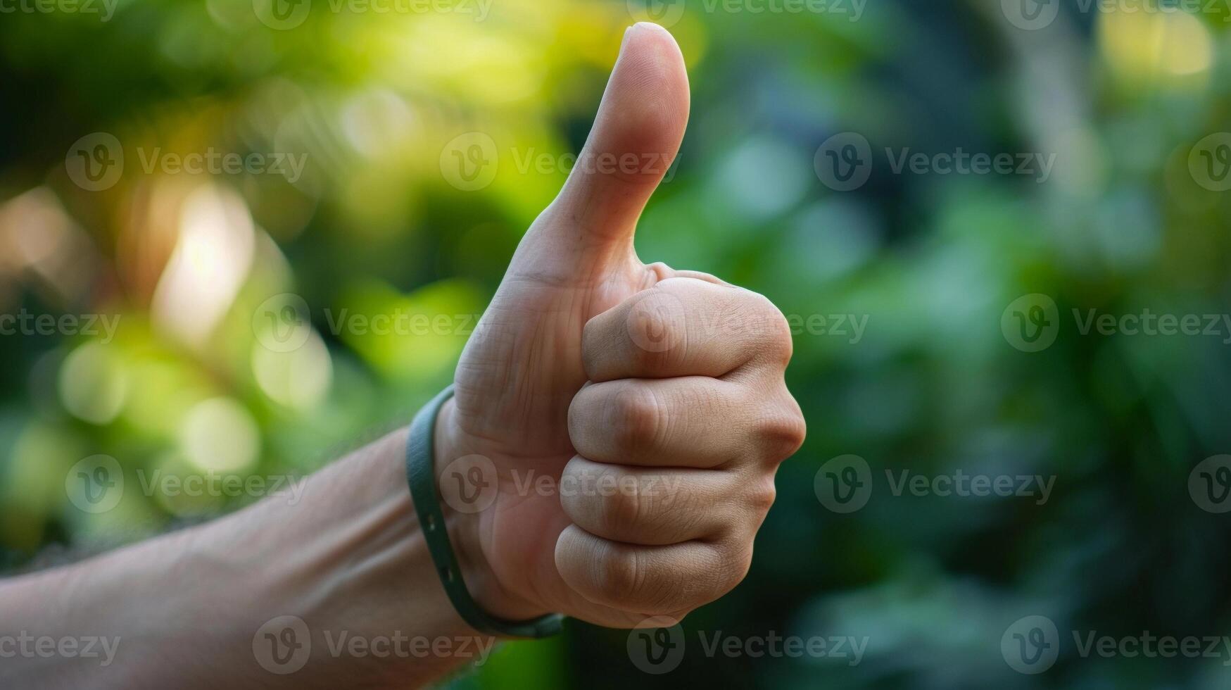 AI generated A close-up of a man's hand giving a thumbs up, background image, generative AI photo