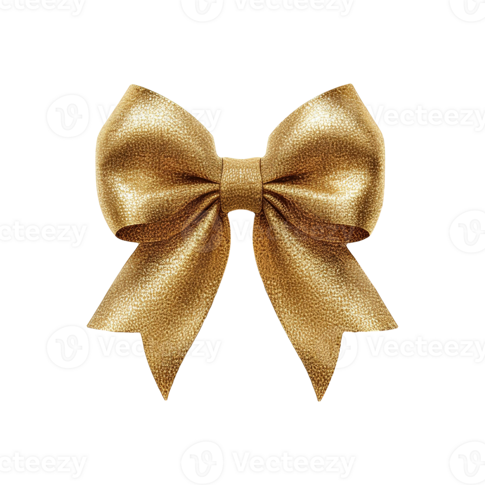 AI generated Golden bow isolated on transparent background png