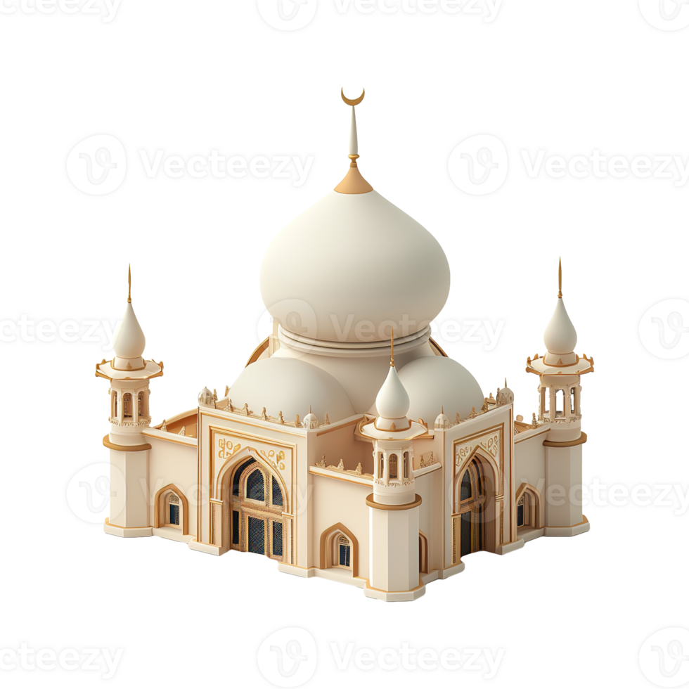 AI generated Islamic mosque 3d icon isolated on transparent background png