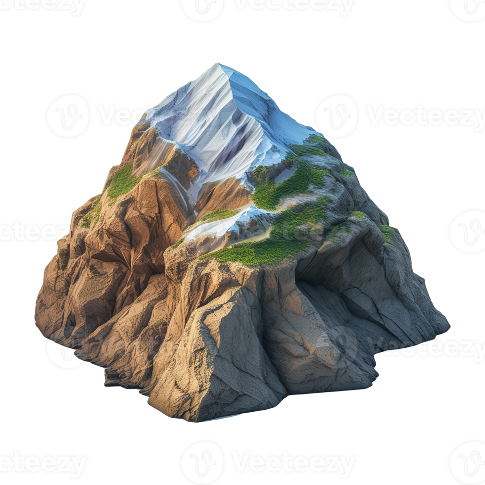 AI generated Mountain rock 3d icon isolated on transparent background png