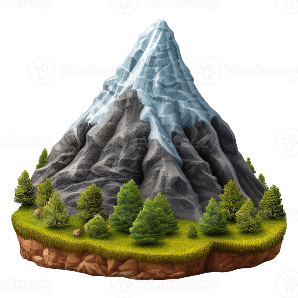 AI generated Volcanic eruption 3d icon isolated on transparent background png