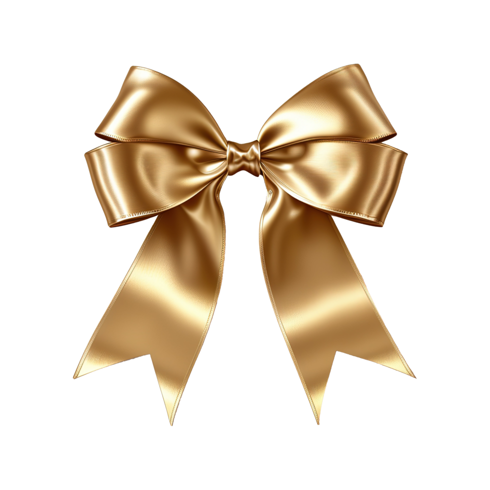 AI generated Golden bow isolated on transparent background png