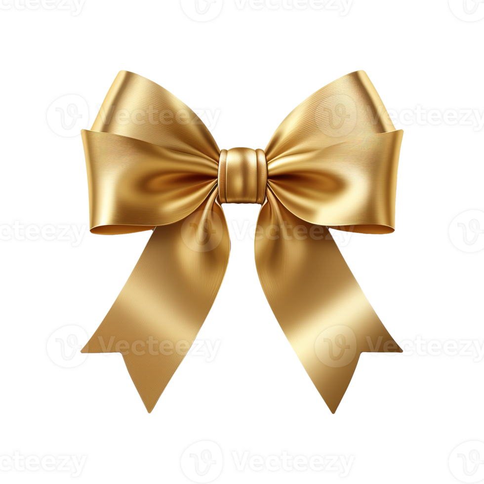 AI generated Golden bow isolated on transparent background png