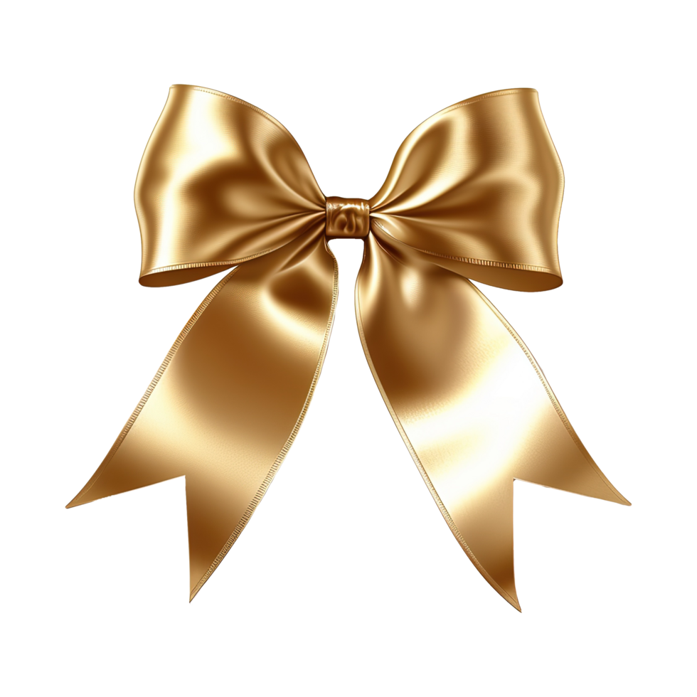 AI generated Golden bow isolated on transparent background png