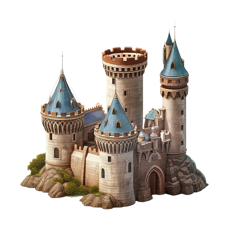 ai gerado fantasia castelo 3d ícone isolado em transparente fundo png