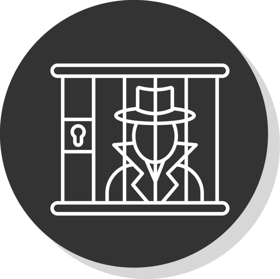 Criminal behind bars Line Grey  Icon vector