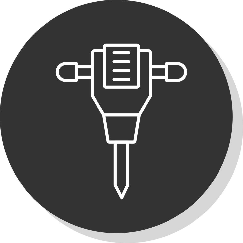 Jack Hammer Line Grey  Icon vector