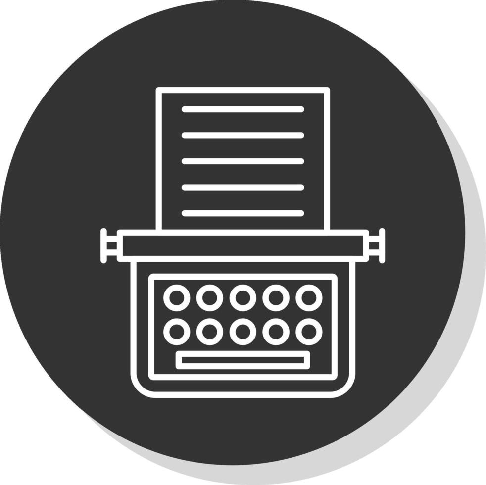 máquina de escribir línea gris icono vector