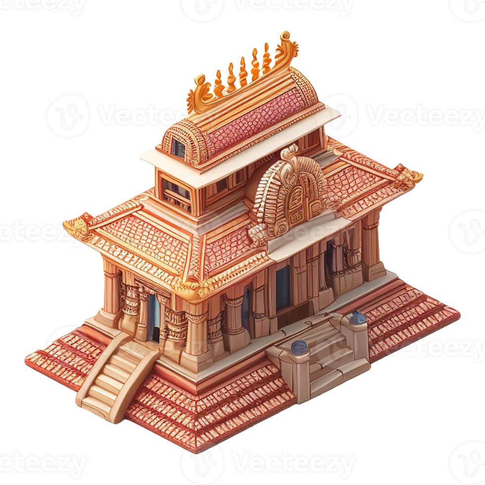 AI generated Hindu temple 3d icon isolated on transparent background png