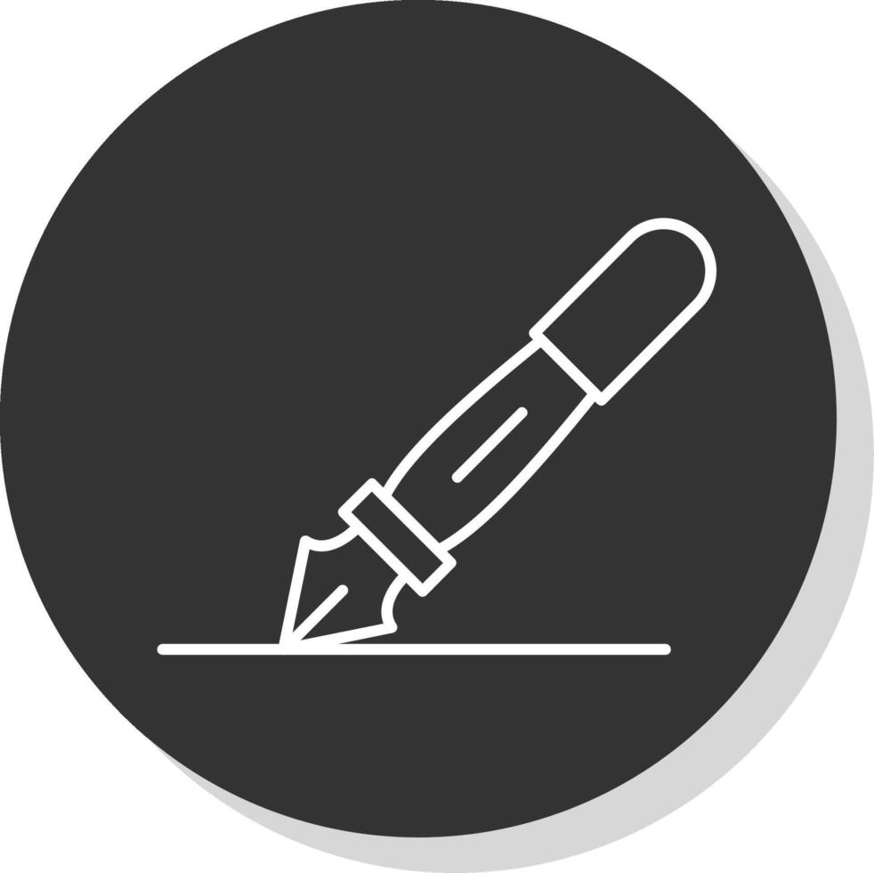 Fountain Pen Line Grey  Icon vector
