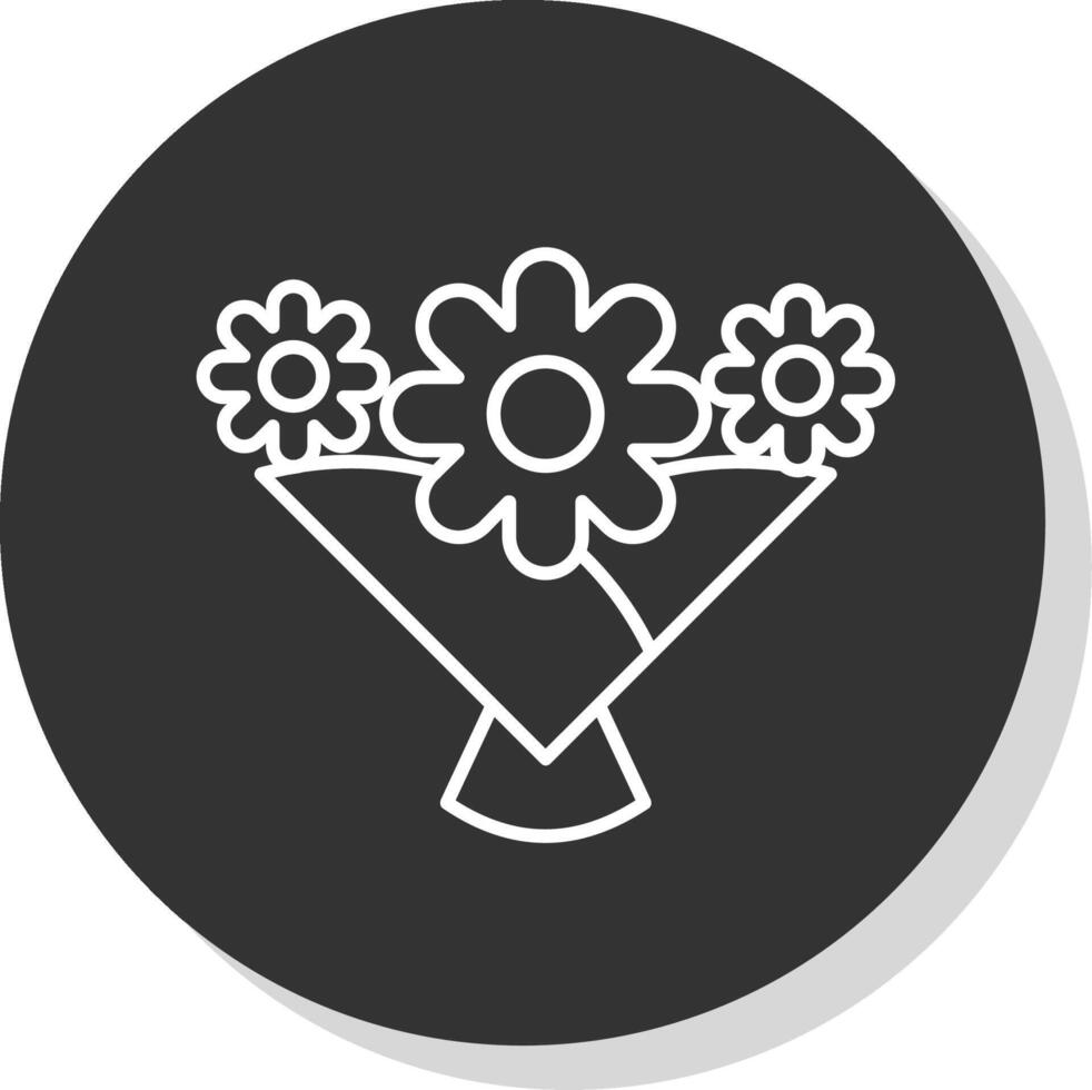 flor ramo de flores línea gris icono vector