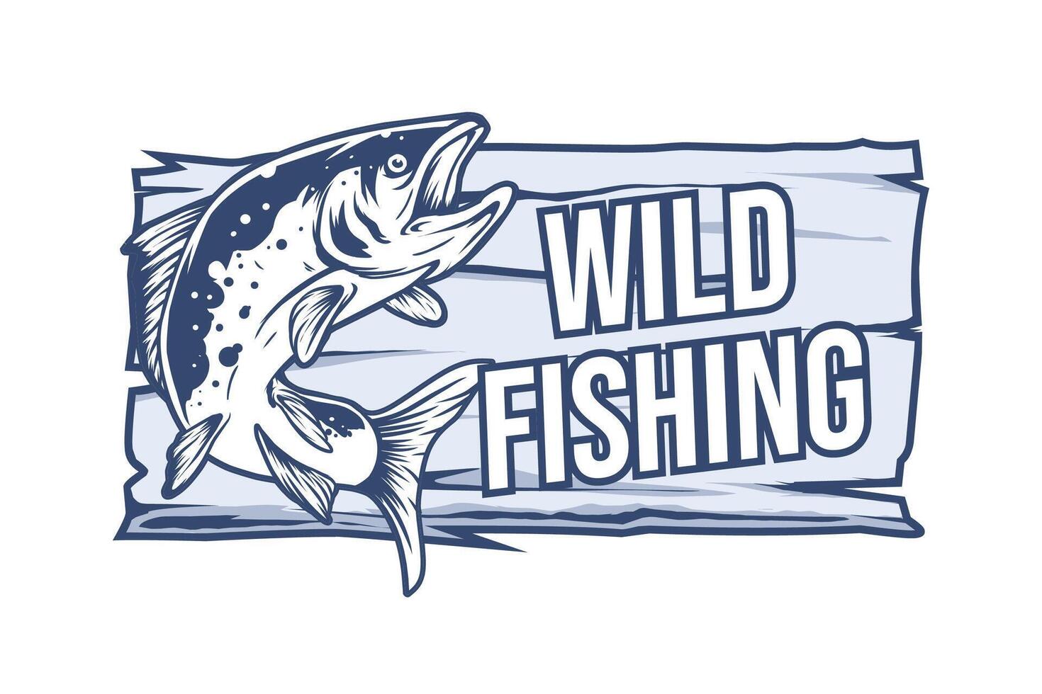 Wild fishing logo design template vector