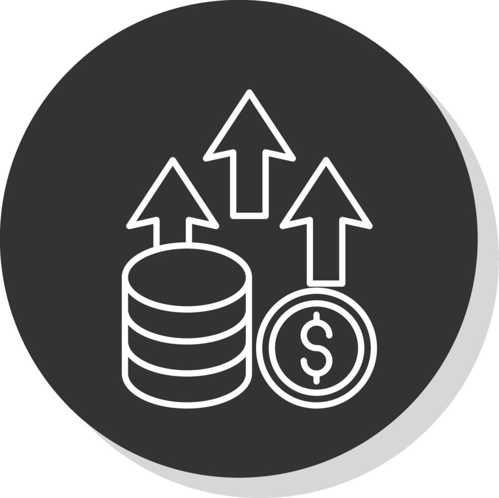 dinero lucro línea gris icono vector