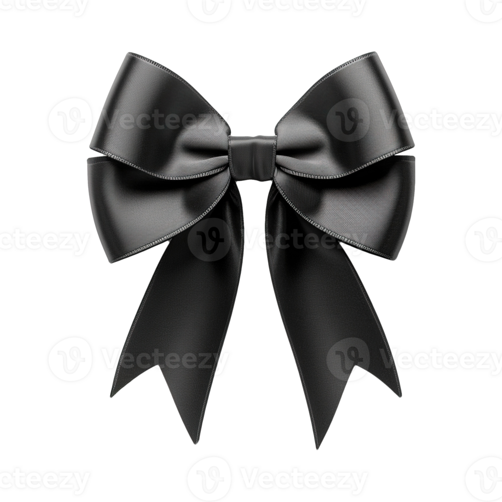 AI generated Black ribbon bow isolated on transparent background png