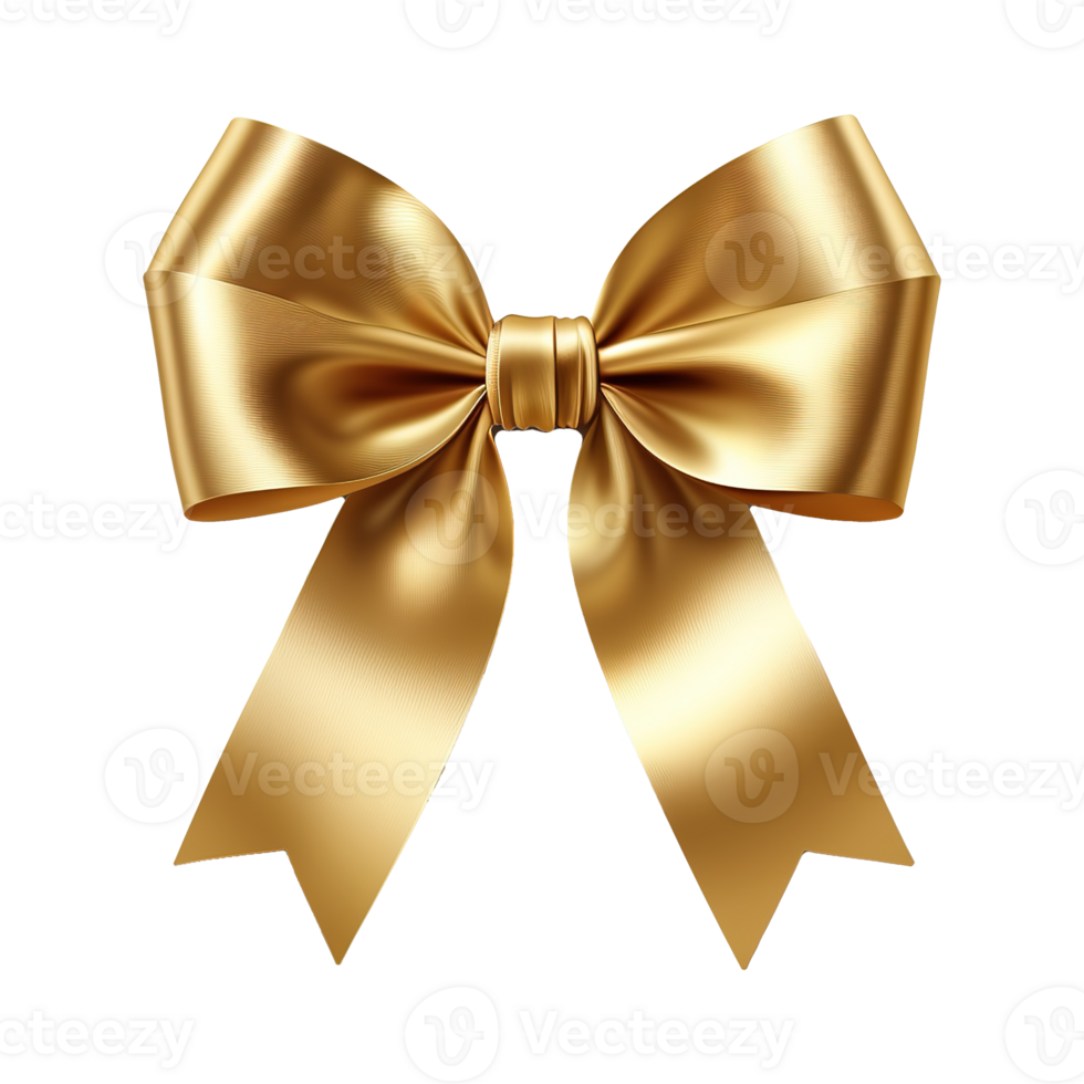 AI generated Golden bow isolated on transparent background png
