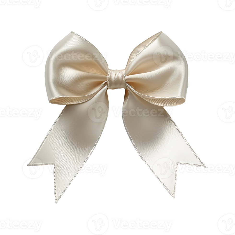 AI generated White satin ribbon bow isolated on transparent background png