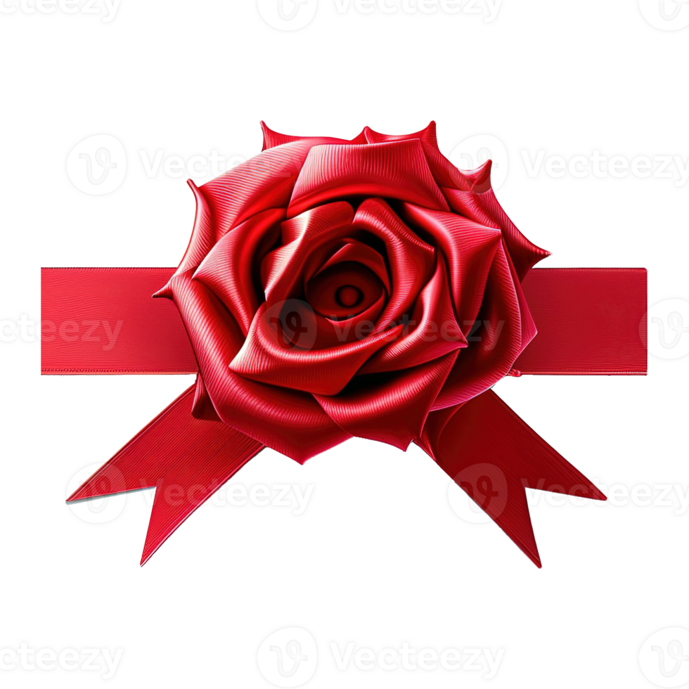 AI generated Red ribbon and bow isolated on transparent background png
