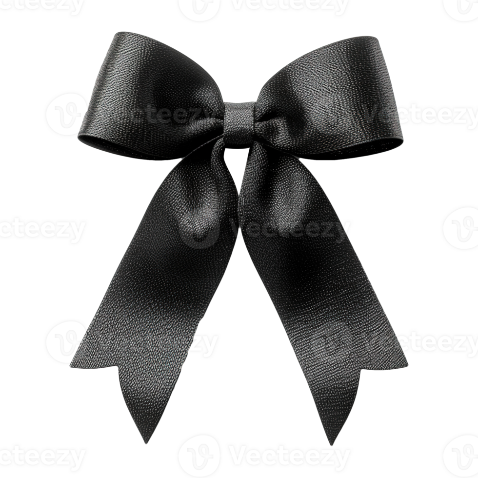AI generated Black ribbon bow isolated on transparent background png