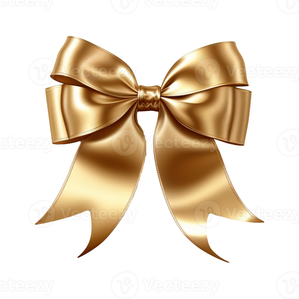 AI generated Golden bow isolated on transparent background png