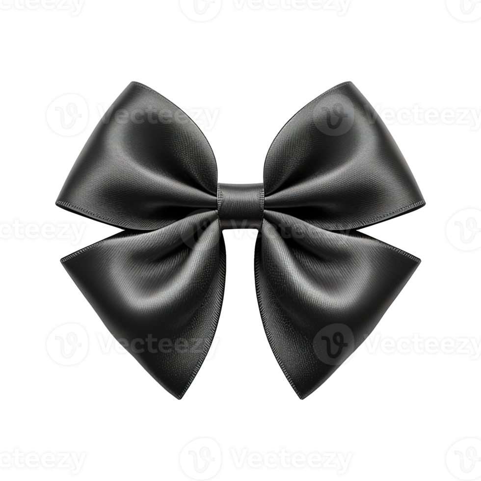 AI generated Black ribbon bow isolated on transparent background png