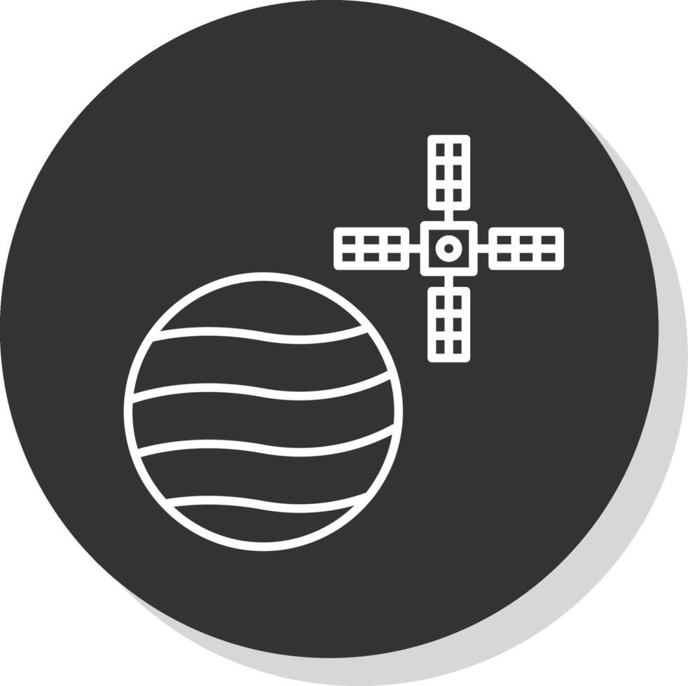 Venus With Satellite Line Grey  Icon vector