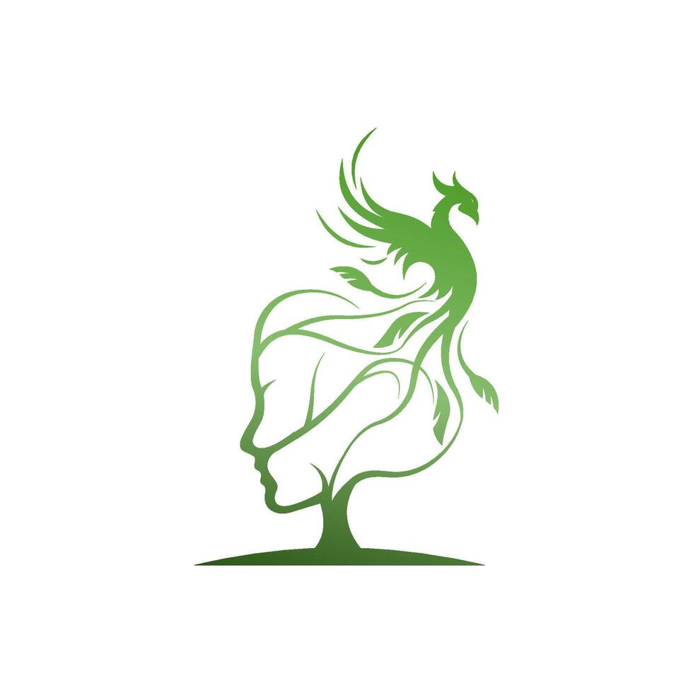 Human with Phoenix psychology practice health logo design icon element vector