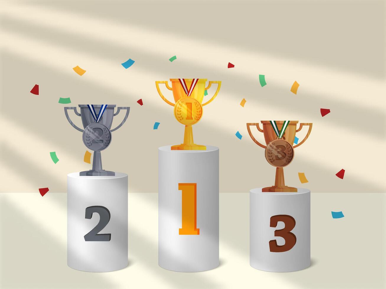 Podium Winner Trophy employee appreciation day with shadow overlay design icon logo element vector