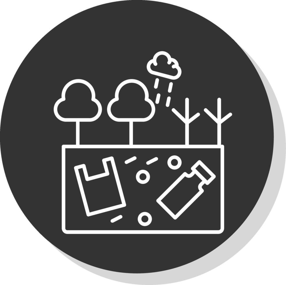 Land Pollution Line Grey  Icon vector