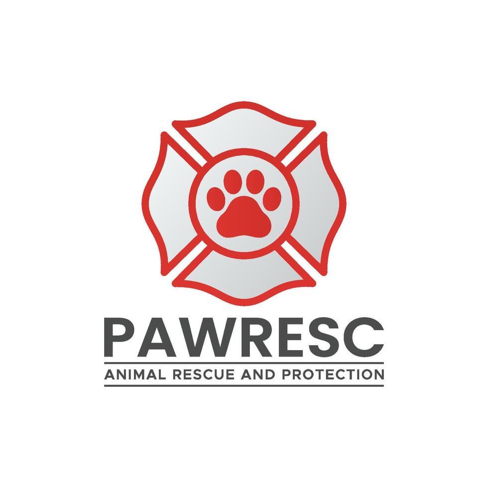 Paw Rescue Animal and protection logo design icon element vector