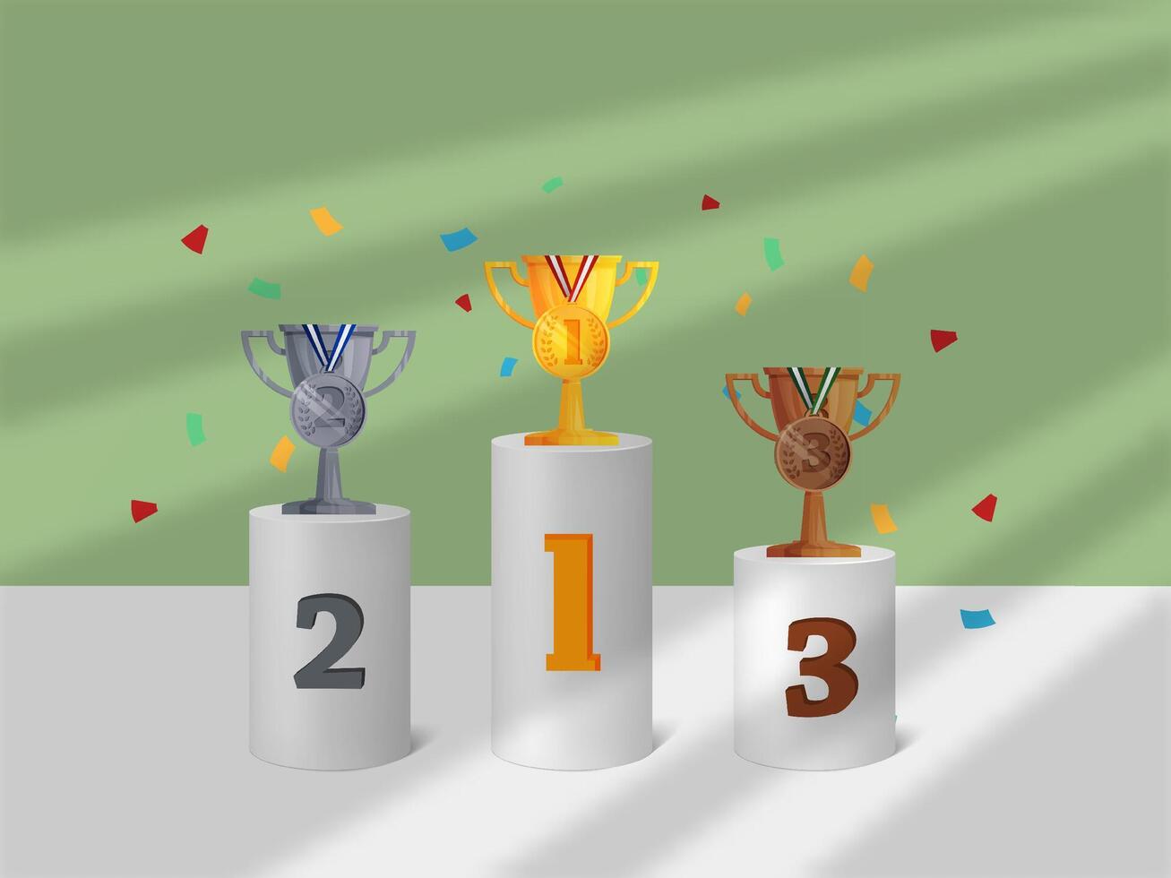 Podium Winner Trophy employee appreciation day with shadow overlay design icon logo element vector