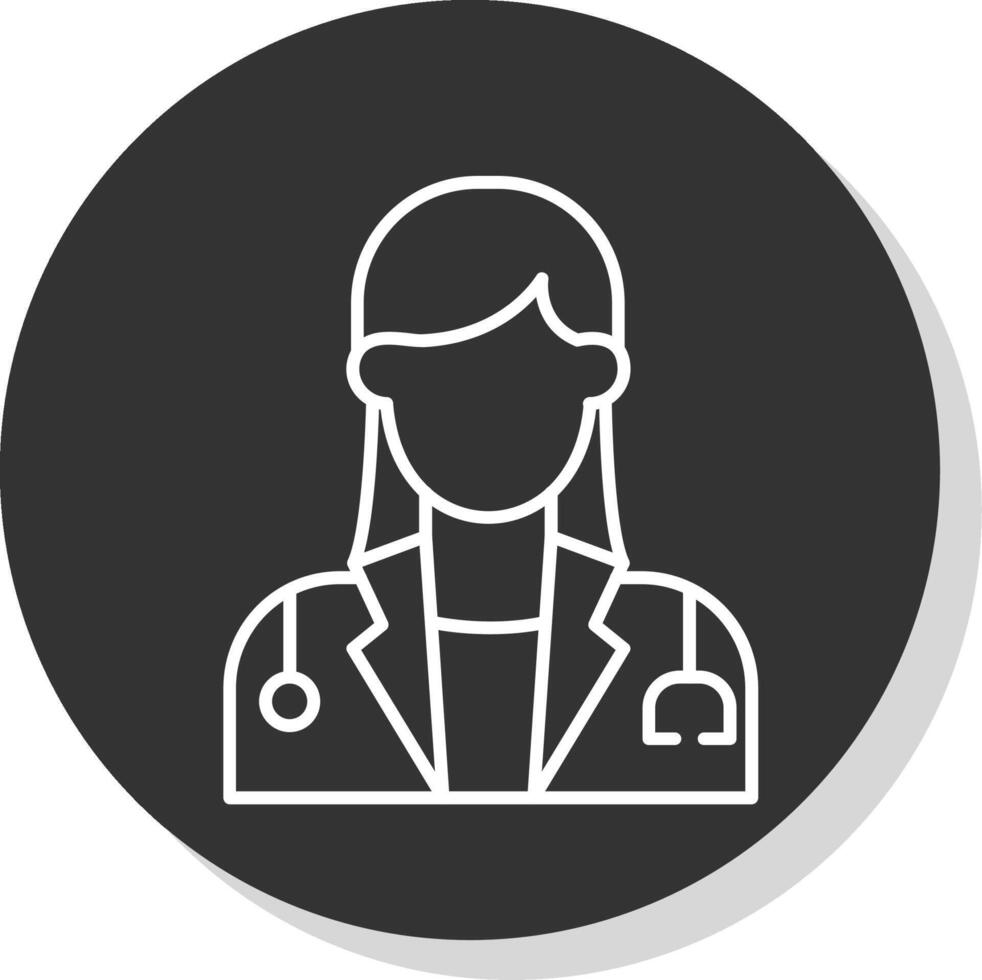 Female Doctor Line Grey  Icon vector