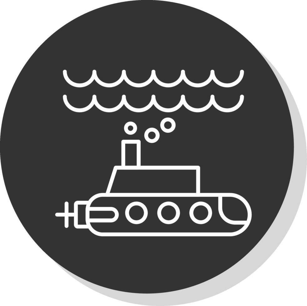 submarino línea gris icono vector