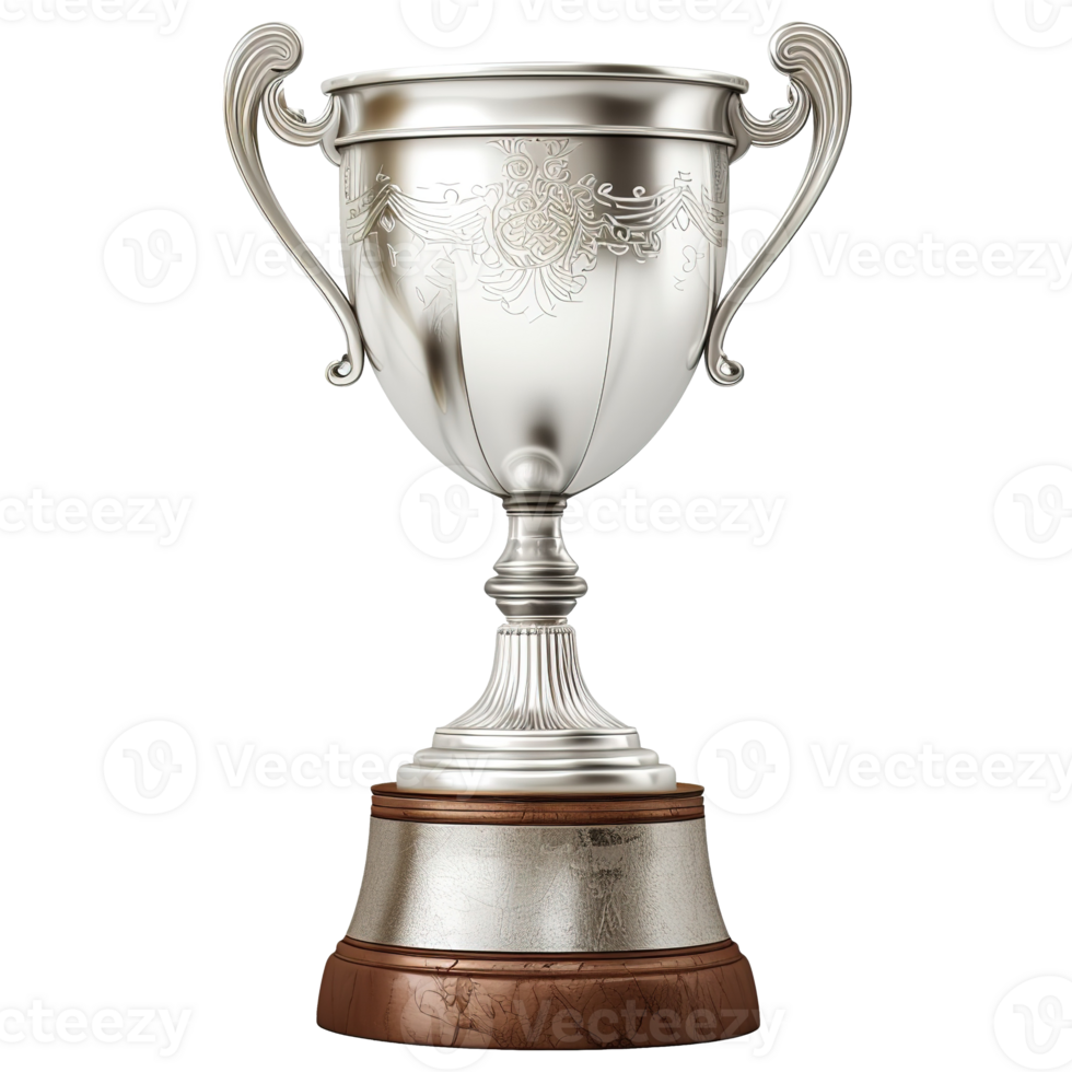 AI generated Silver trophy cup isolated on transparent background png