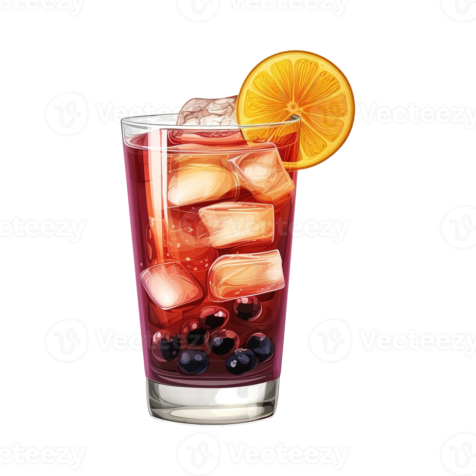 AI generated Alcoholic cocktail with ice and fruits isolated on transparent background png