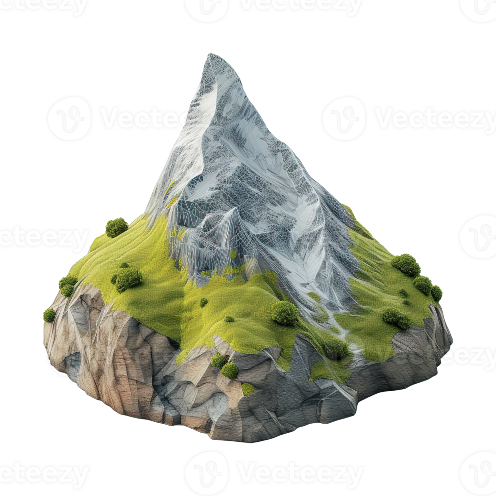 AI generated Mountain 3d icon isolated on a transparent background png