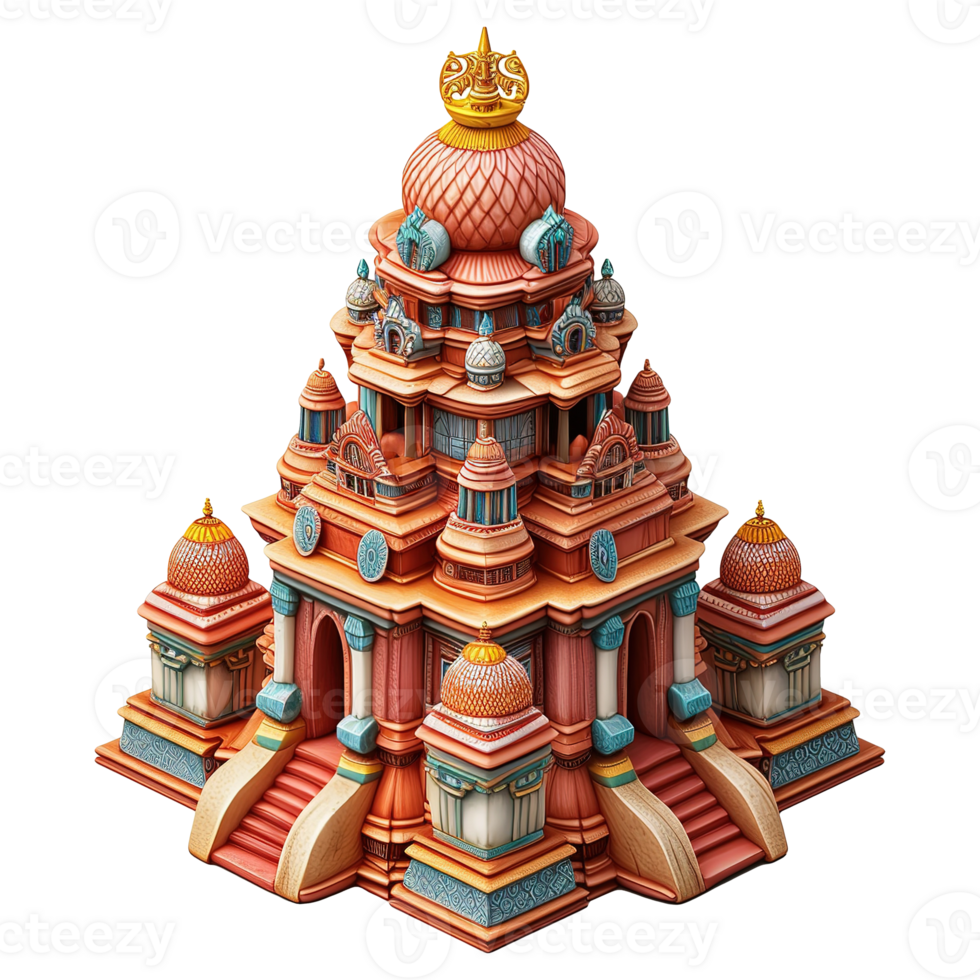 AI generated Hindu temple 3d icon isolated on transparent background png
