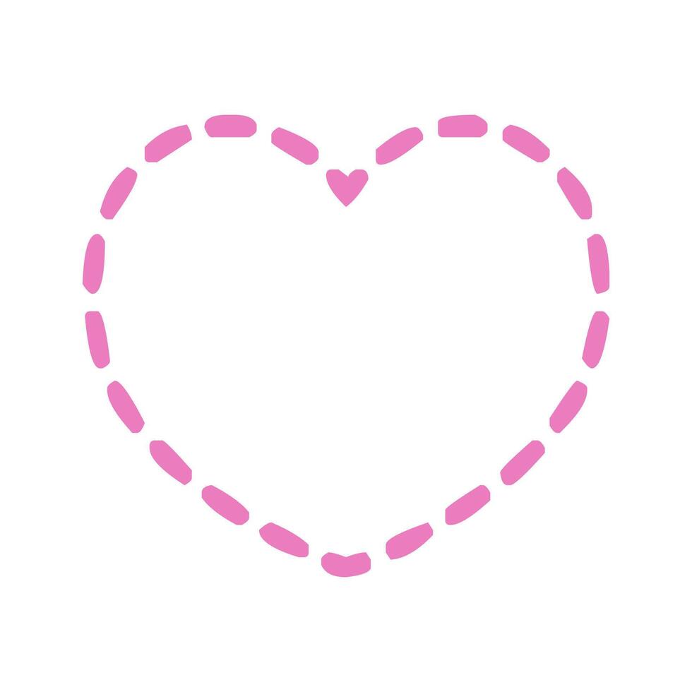 Pink Dashed Bordered Heart Frame vector