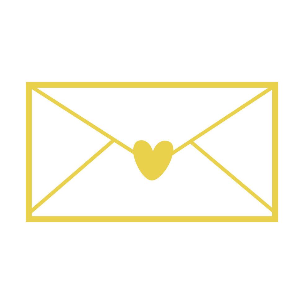 Golden Closed Envelope With A Heart Seal Icon vector