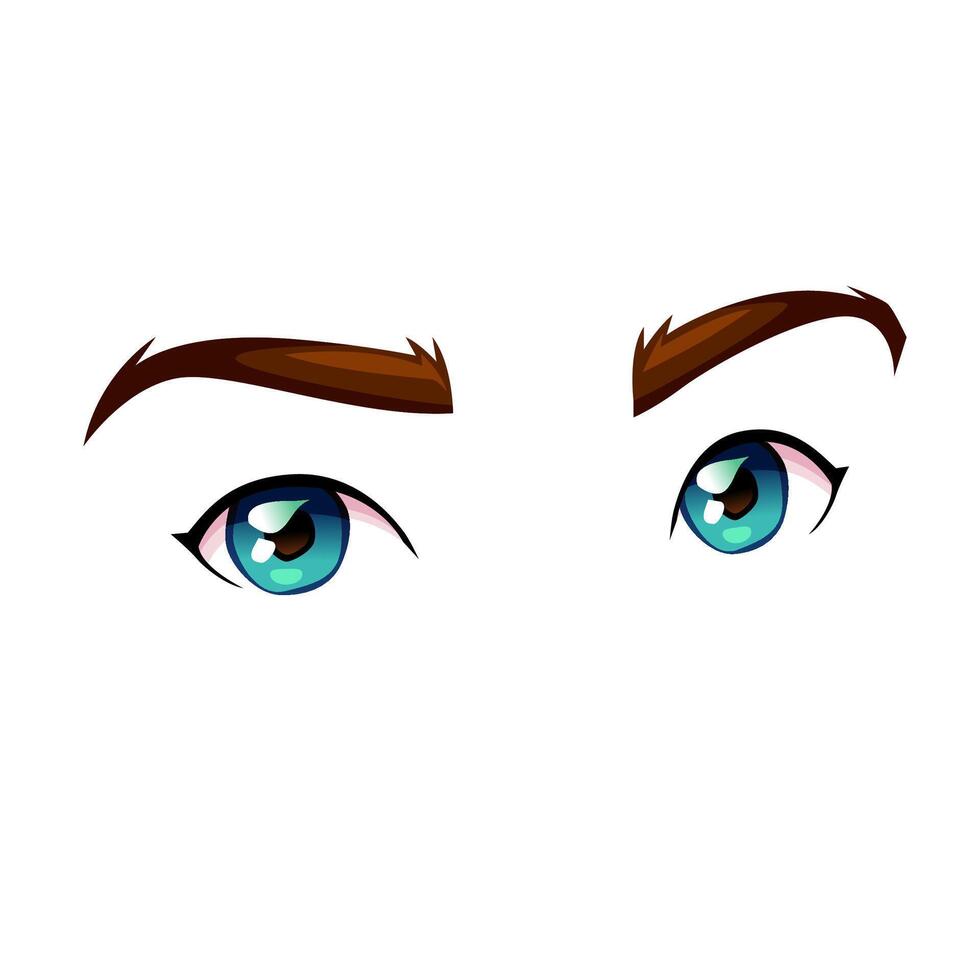 dibujos animados Cejas con azul ojos icono vector