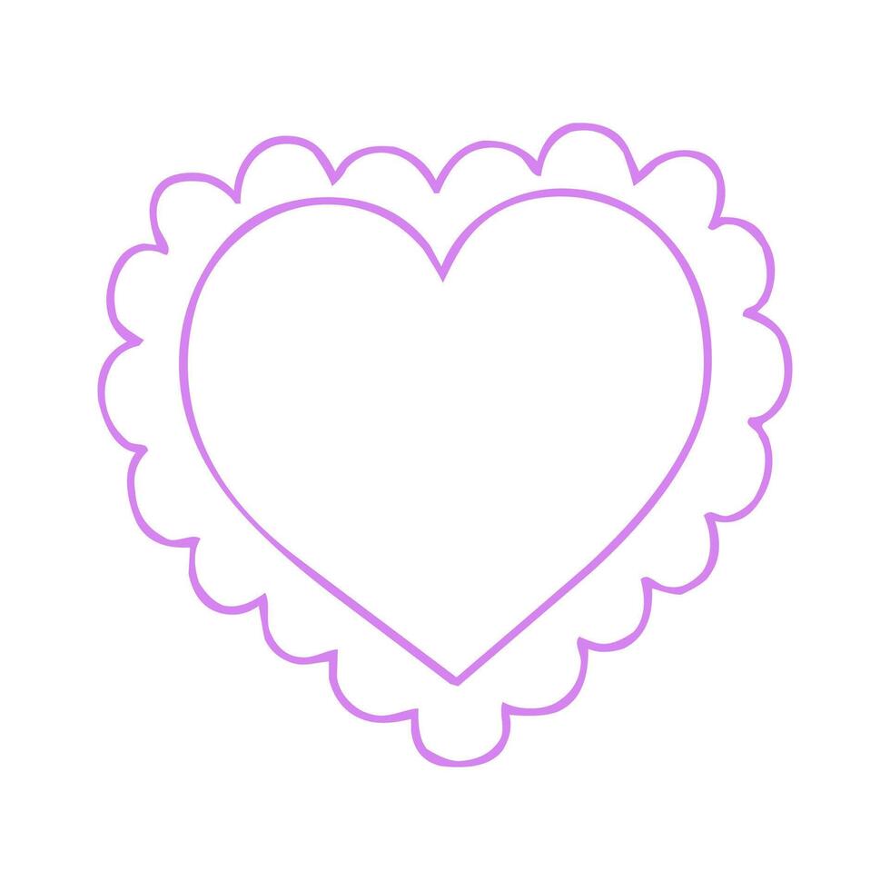 Violet Scalloped Line Heart Frame vector