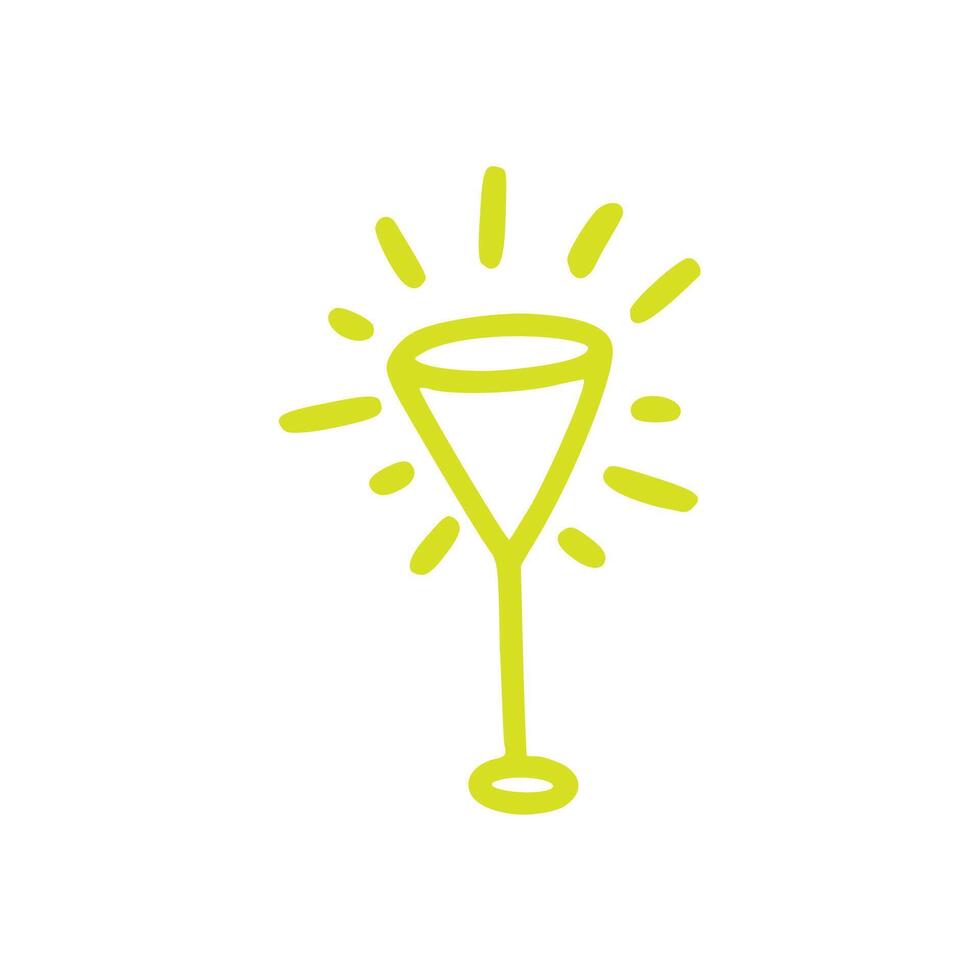 Shining Cocktail Glass Doodle Line Icon vector