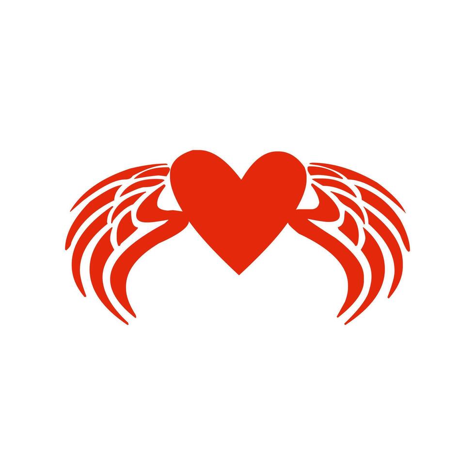 Red Wings With Heart Icon vector