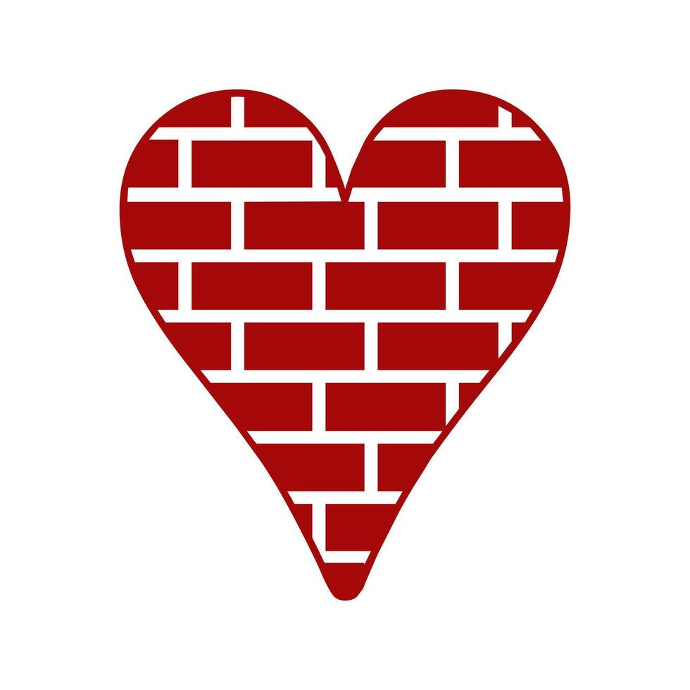 Brick Textured Heart Icon vector