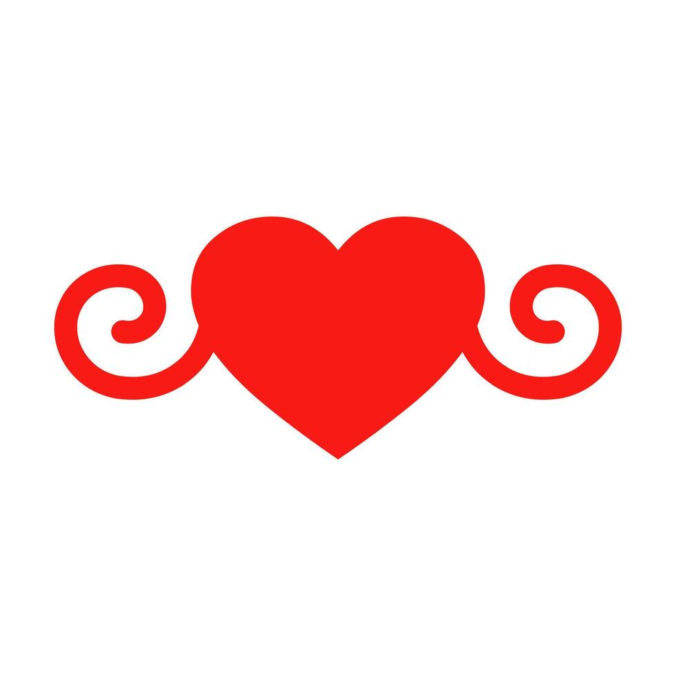 Red Heart With Simple Swirls vector