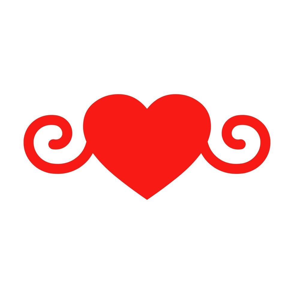 Red Heart With Simple Swirls vector