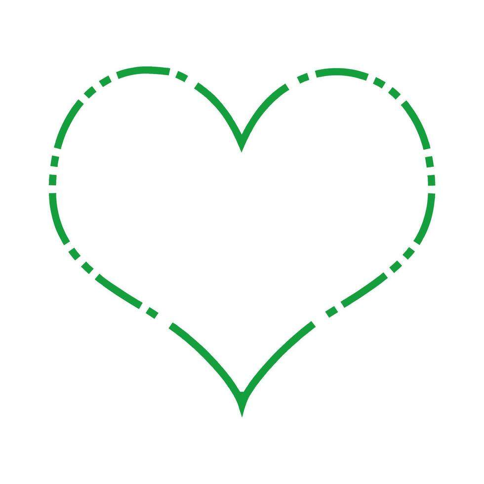 Green Dashed Heart Line Frame vector