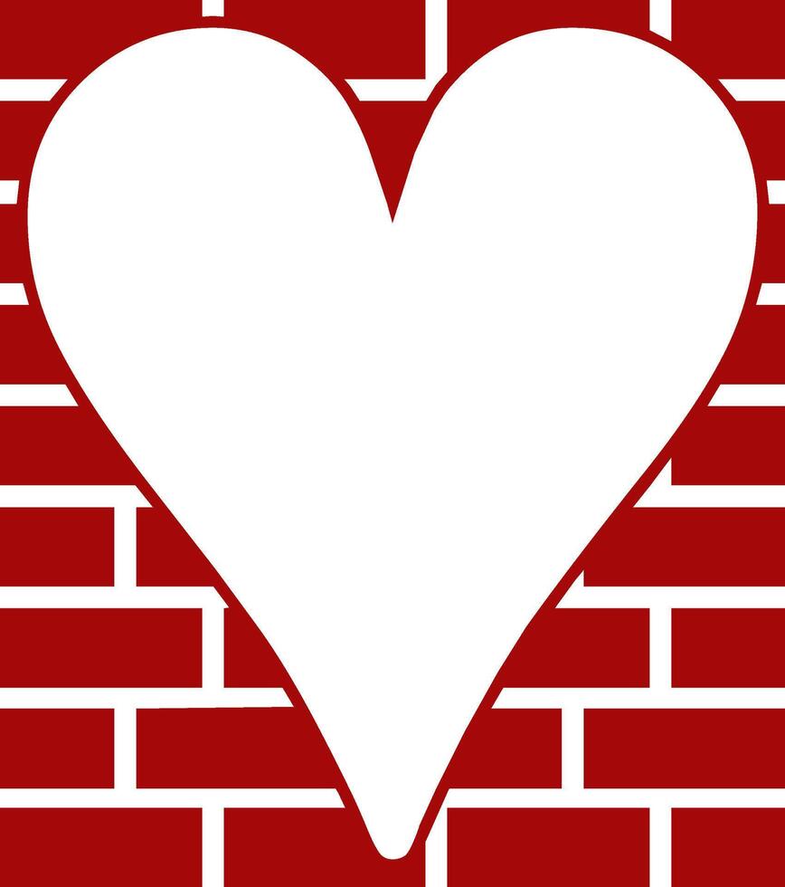 Empty Heart Frame On Brick Wall Vector Illustration