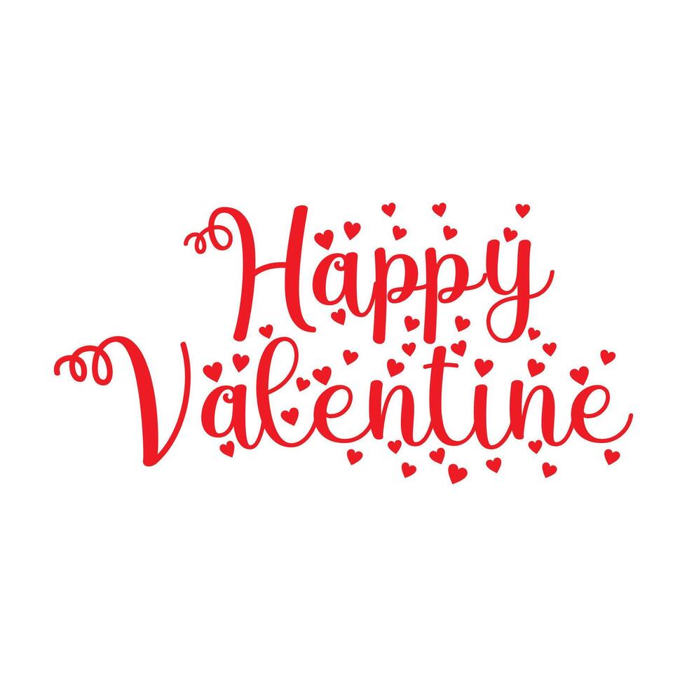 Happy Valentine Lettering With Little Hearts Vector Illustration